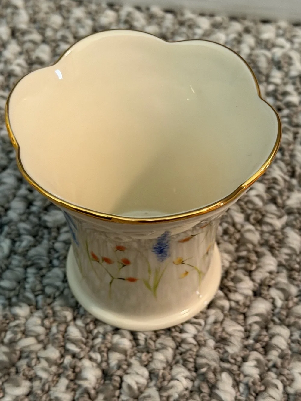 Small Floral Cream color Lenox Porcelain Vase with Gold Trim